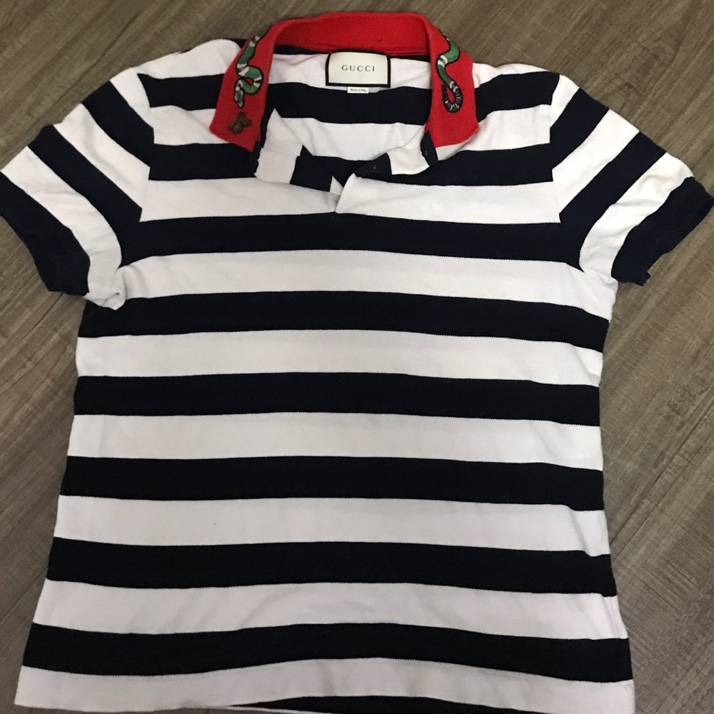 Gucci men fitted polo with king snake - large